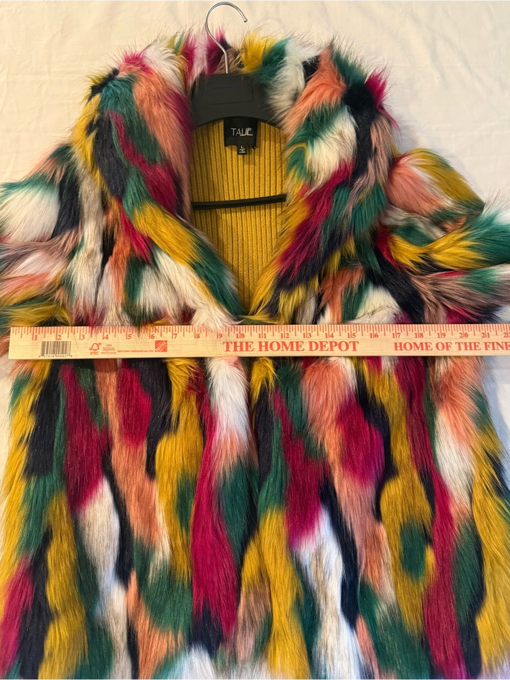 TAUE Multicolor Faux Fur Teddy Jacket - Bold Patchwork - Picture 10 of 10